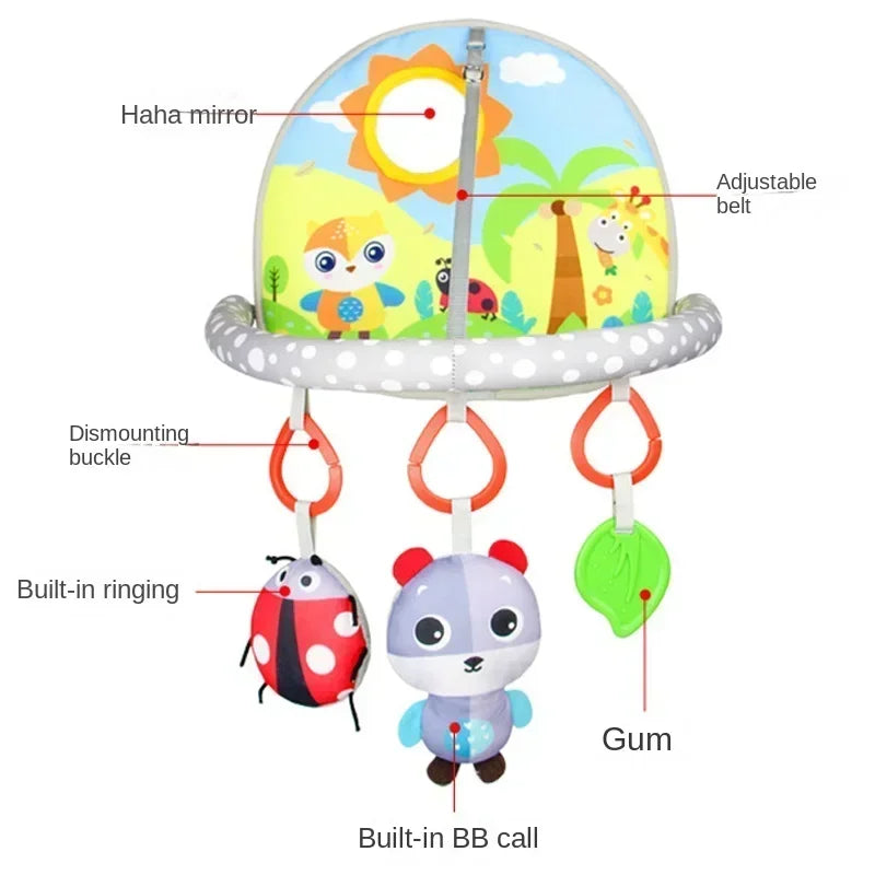 Baby Aktivitätsspielzeug für Autositz, Kinderwagen & Babybett – Stoffspielzeug mit Rassel und Spiegel ab Geburt