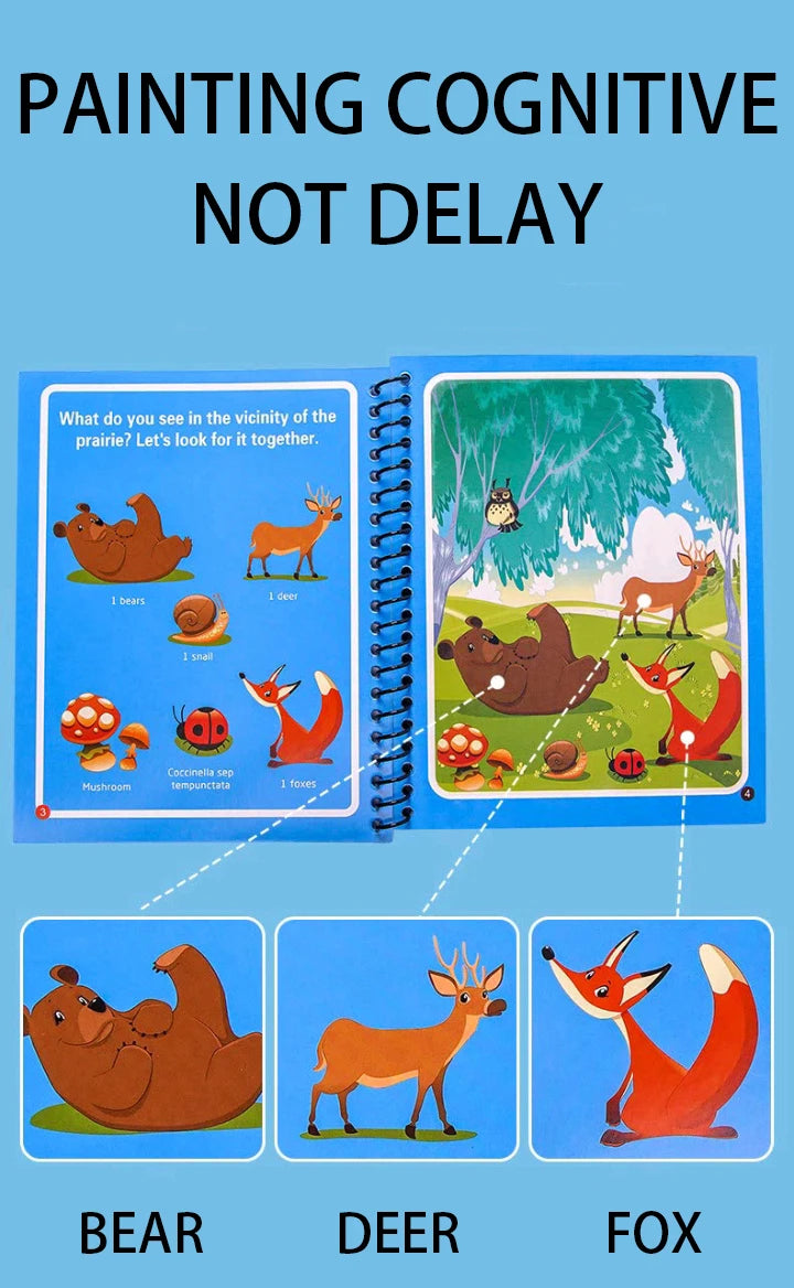 🖍️ Montessori Wasser-Malbuch – Wiederverwendbarer Malspaß mit Wasser ab 3 Jahre