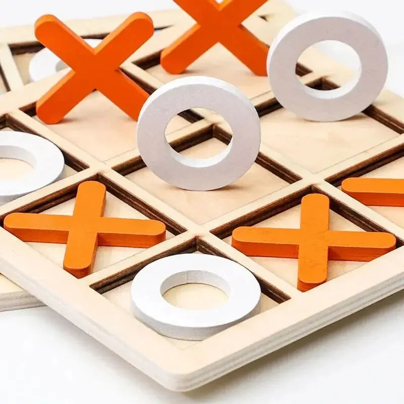 Montessori XO Holzspiel – Tic-Tac-Toe Lernspiel für Konzentration & logisches Denken ab 3 Jahre