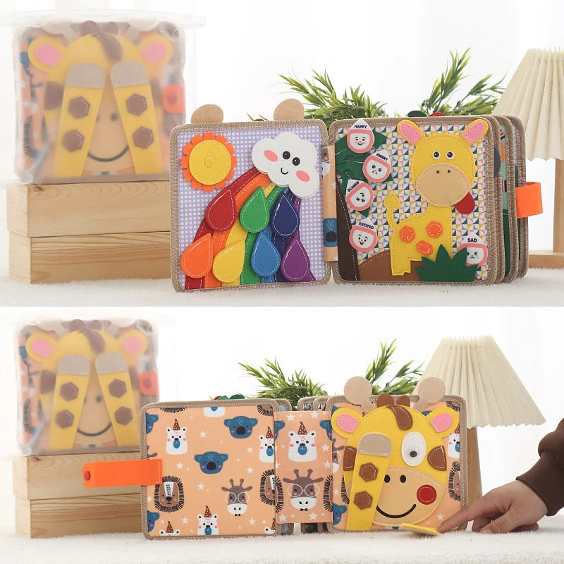 Montessori Stoffbuch für Babys – Weiches Lernbuch zur frühkindlichen Förderung ab Geburt