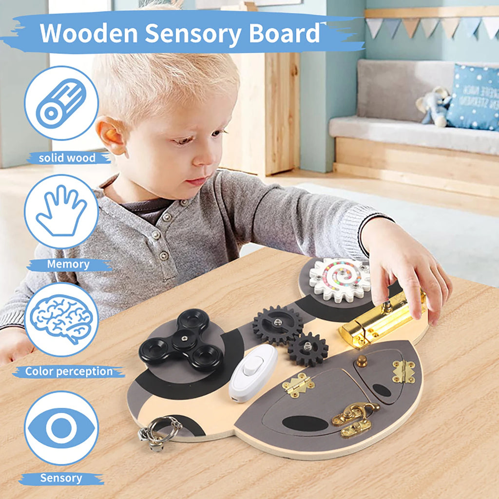 Montessori Lenkrad Busy Board aus Holz – Spielspaß für kleine Autofans