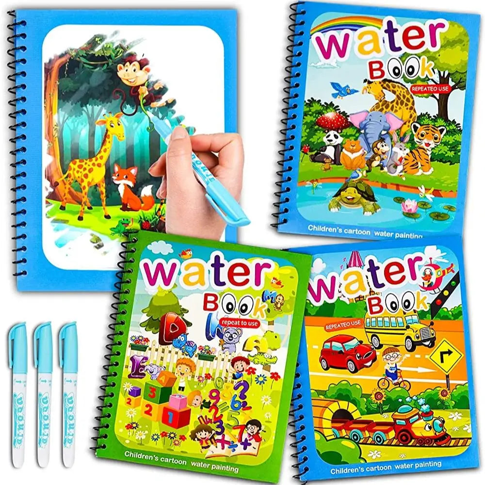 🖍️ Montessori Wasser-Malbuch – Wiederverwendbarer Malspaß mit Wasser ab 3 Jahre