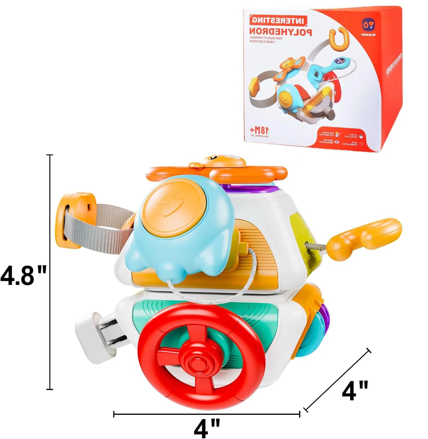Baby Busy Board Würfel – Montessori Sensorikspielzeug für Kleinkinder | Lernspielzeug zur Förderung der Feinmotorik und ideal für unterwegs ab 1 Jahr