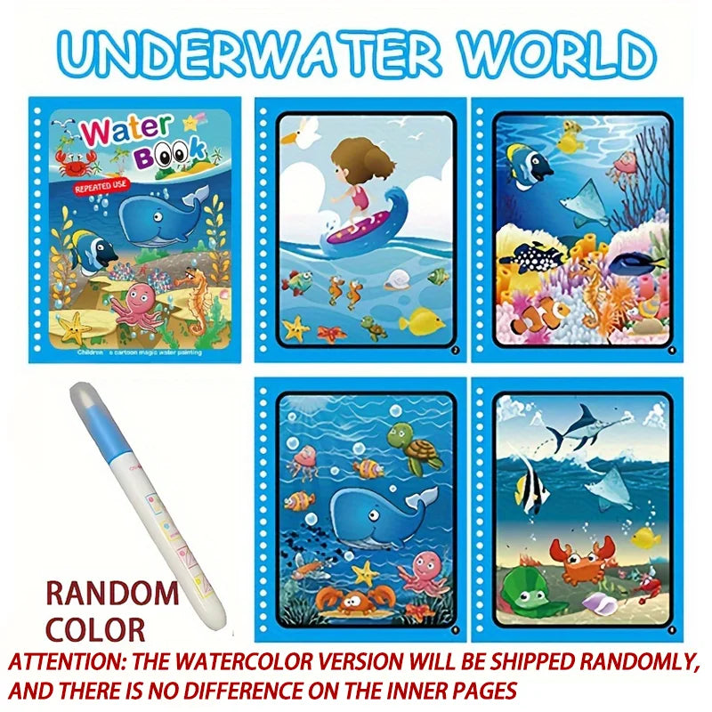 🖍️ Montessori Wasser-Malbuch – Wiederverwendbarer Malspaß mit Wasser ab 3 Jahre