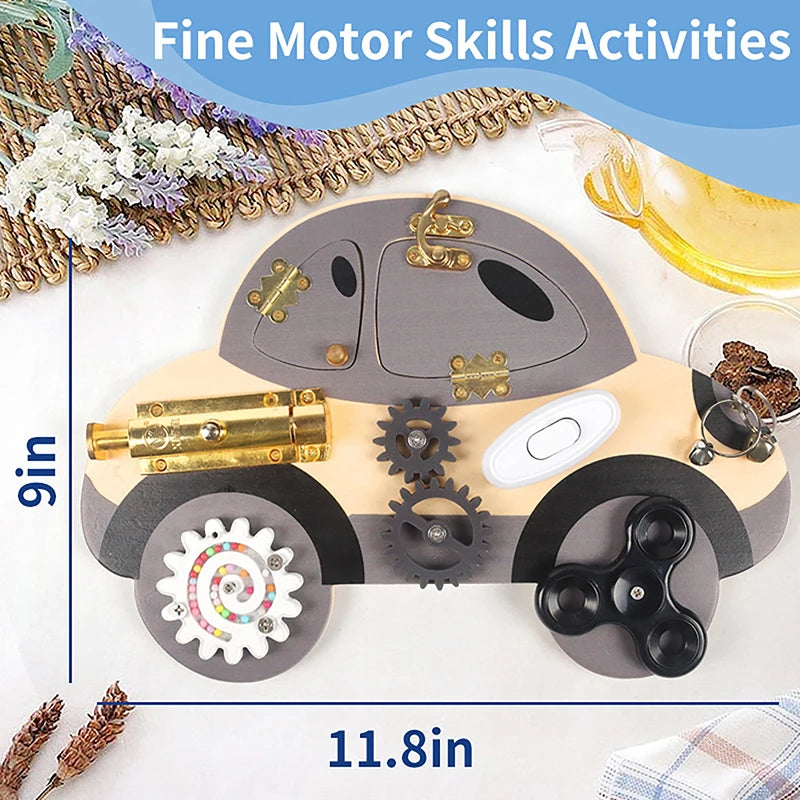 Montessori Lenkrad Busy Board aus Holz – Spielspaß für kleine Autofans