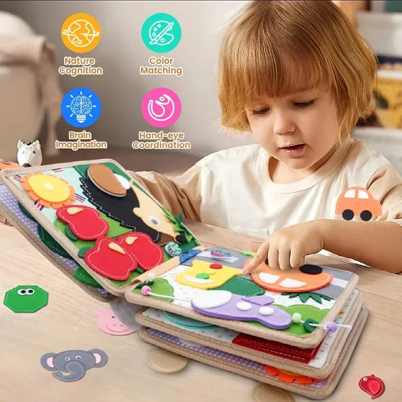 Montessori Stoffbuch für Babys – Weiches Lernbuch zur frühkindlichen Förderung ab Geburt