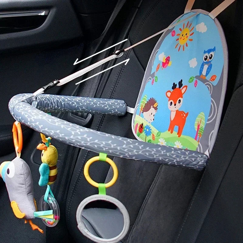 Baby Aktivitätsspielzeug für Autositz, Kinderwagen & Babybett – Stoffspielzeug mit Rassel und Spiegel ab Geburt