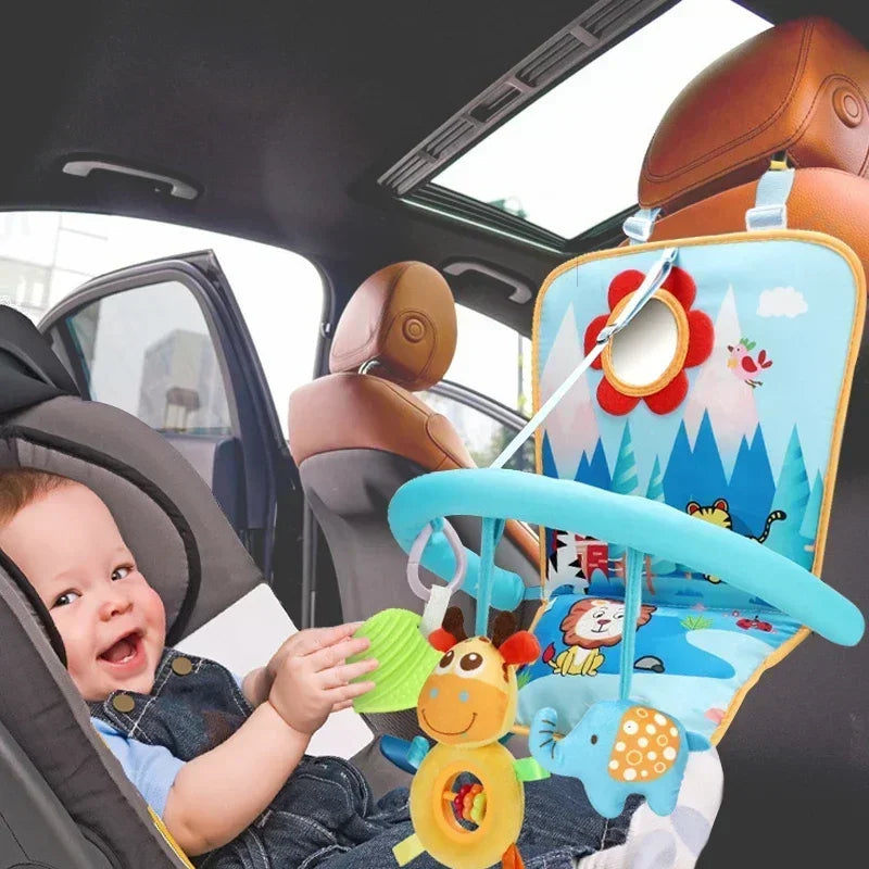 Baby Aktivitätsspielzeug für Autositz, Kinderwagen & Babybett – Stoffspielzeug mit Rassel und Spiegel ab Geburt