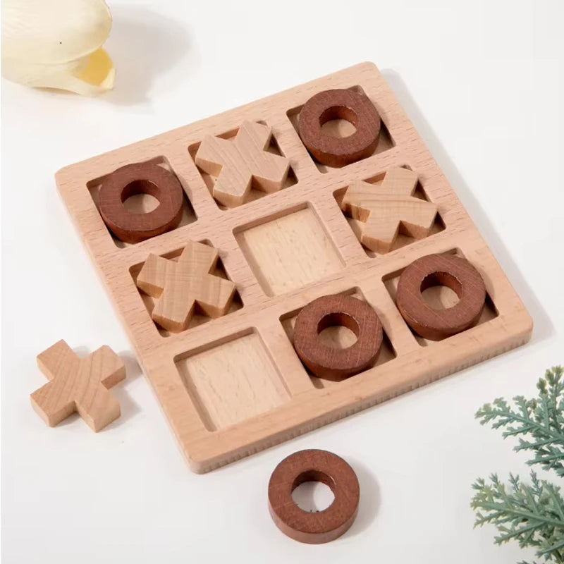 Montessori XO Holzspiel – Tic-Tac-Toe Lernspiel für Konzentration & logisches Denken ab 3 Jahre