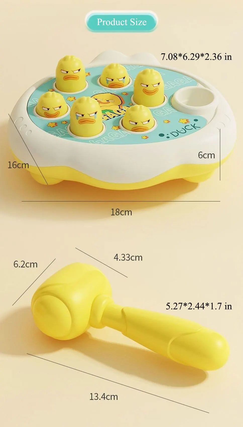 Montessori Lernspielzeug für Kleinkinder – Ente, Frosch oder Schwein mit Hammer | Fördert Motorik & spielerisches Lernen