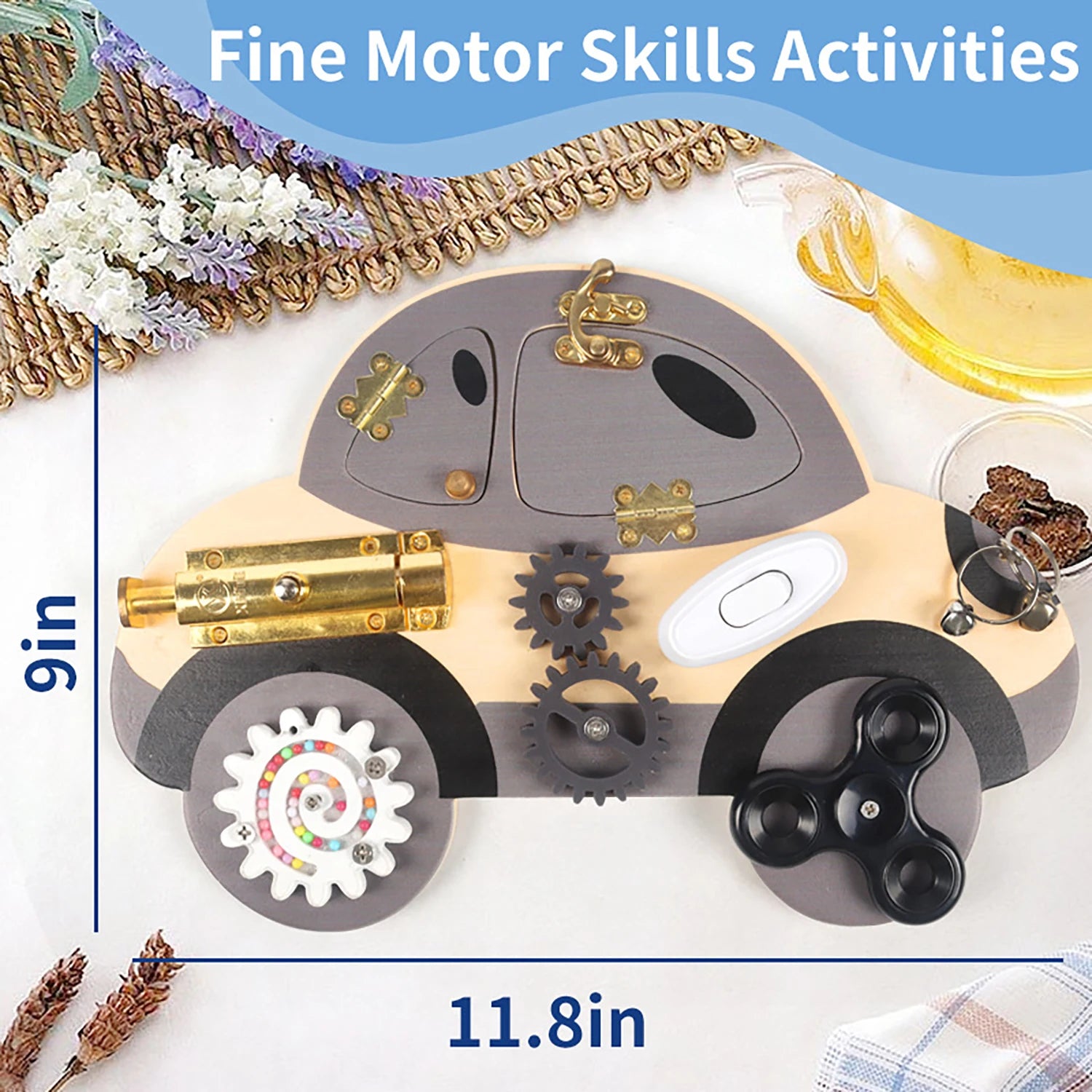 Montessori Lenkrad Busy Board aus Holz – Spielspaß für kleine Autofans